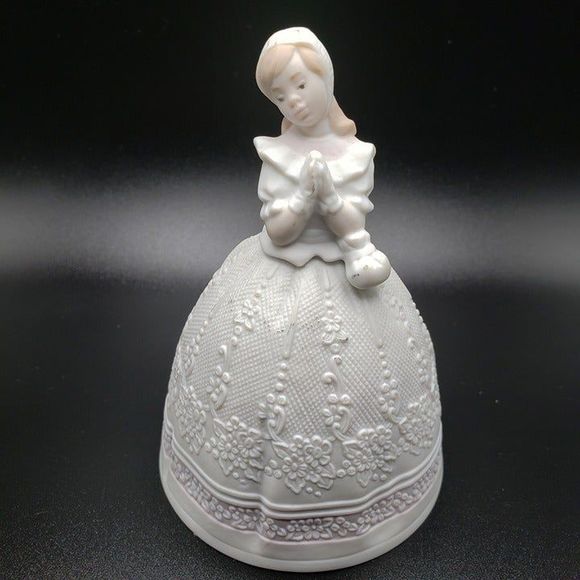 Vintage 1994 Lladro Porcelain Girl Woman Hand Bell Hand Made in Spain Communion - Picture 1 of 8